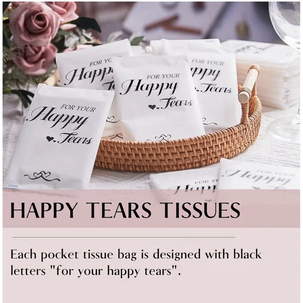74 Packs Happy Tears Tissues for Wedding 3 Ply Wedding Tissue Packs For Guests